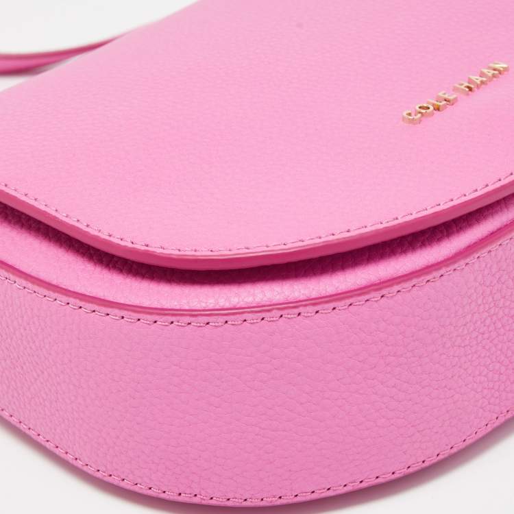 Pre Owned Cole Haan Pink Leather Flap Crossbody Bag