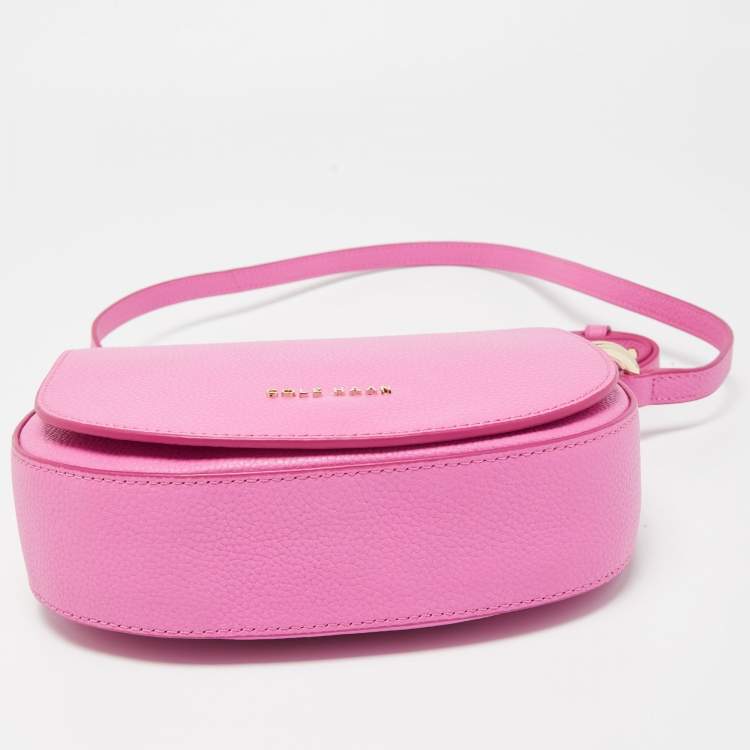 Pre Owned Cole Haan Pink Leather Flap Crossbody Bag