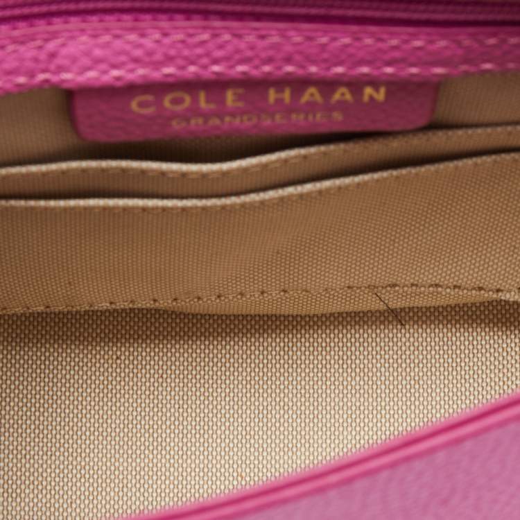 Pre Owned Cole Haan Pink Leather Flap Crossbody Bag