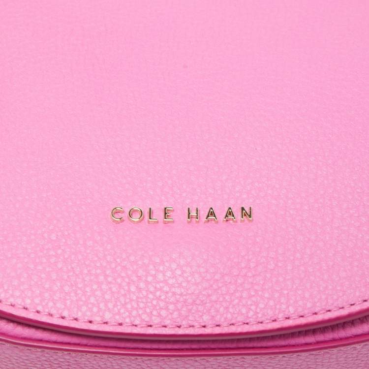 Pre Owned Cole Haan Pink Leather Flap Crossbody Bag