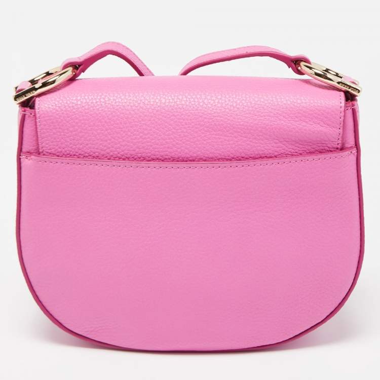 Pre Owned Cole Haan Pink Leather Flap Crossbody Bag
