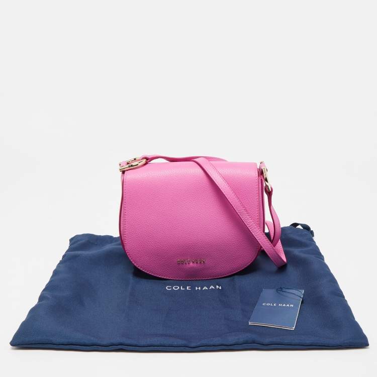 Pre Owned Cole Haan Pink Leather Flap Crossbody Bag