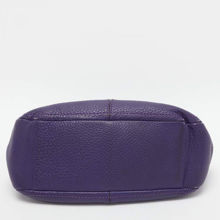 Pre Owned Cole Haan Purple Leather Flap Crossbody Bag