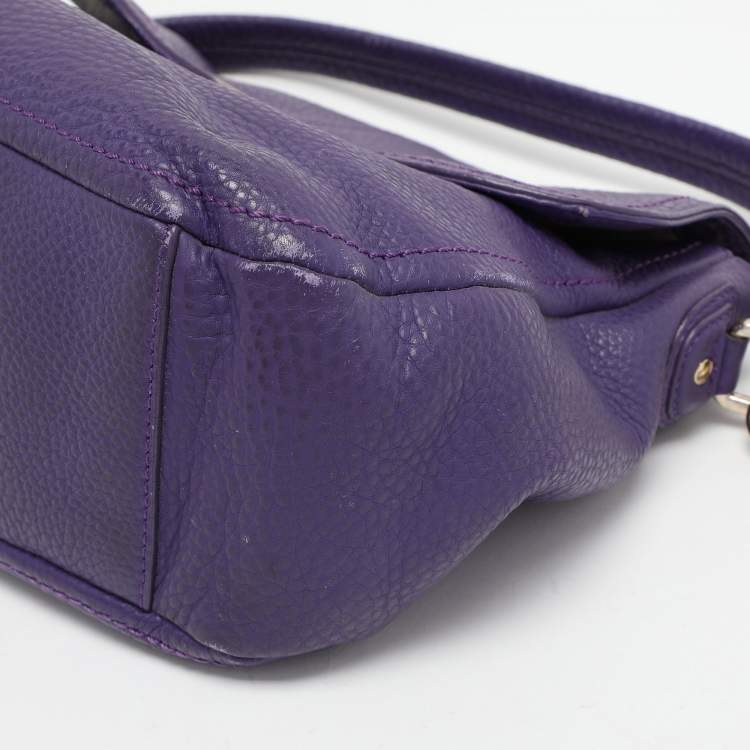 Pre Owned Cole Haan Purple Leather Flap Crossbody Bag