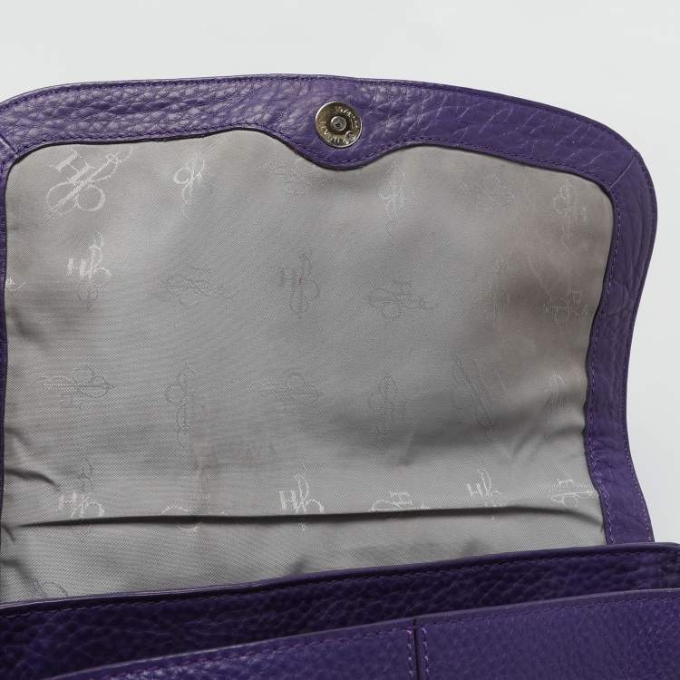 Pre Owned Cole Haan Purple Leather Flap Crossbody Bag