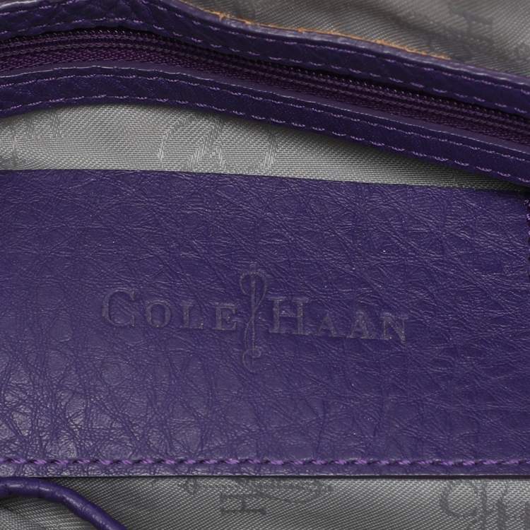 Pre Owned Cole Haan Purple Leather Flap Crossbody Bag