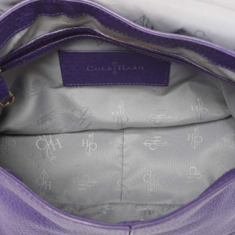 Pre Owned Cole Haan Purple Leather Flap Crossbody Bag