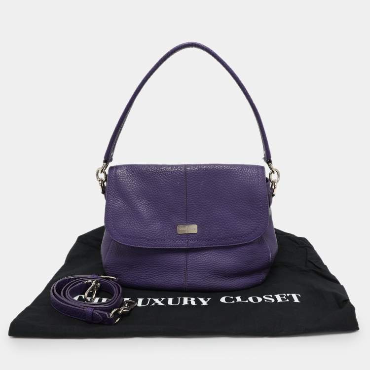 Pre Owned Cole Haan Purple Leather Flap Crossbody Bag