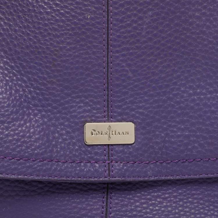 Pre Owned Cole Haan Purple Leather Flap Crossbody Bag