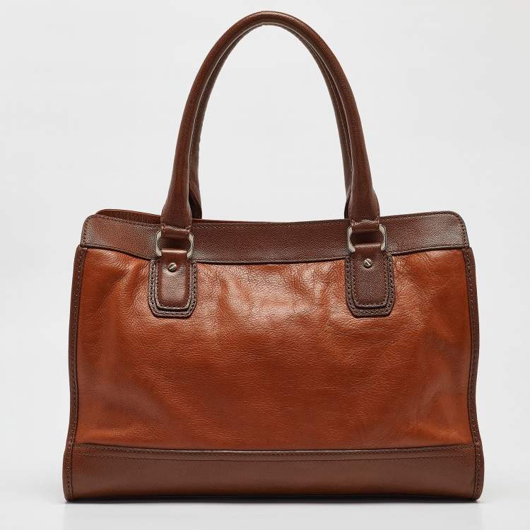 Pre Owned Cole Haan Brown Leather Vintage Valise Novelty Kendra Tote