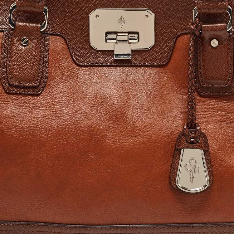 Pre Owned Cole Haan Brown Leather Vintage Valise Novelty Kendra Tote