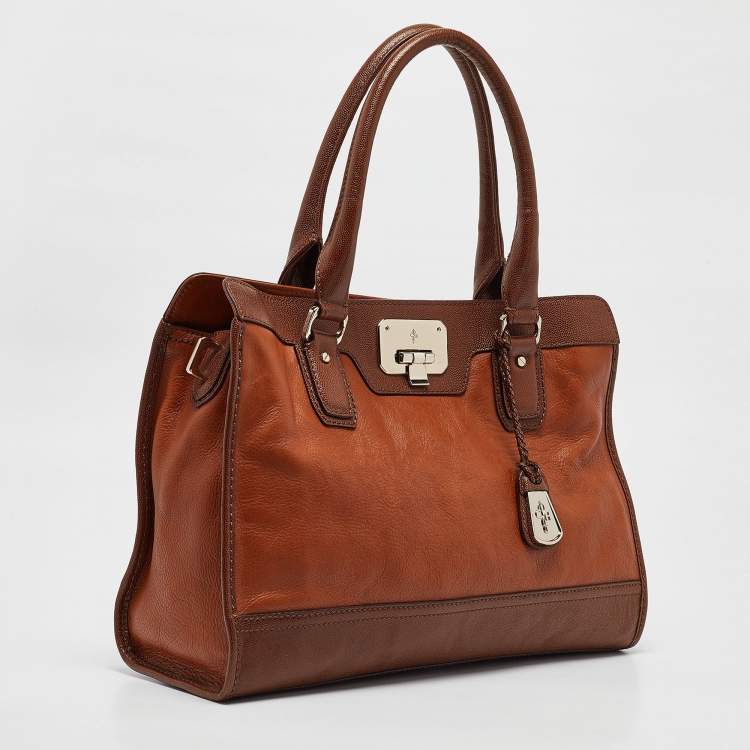 Pre Owned Cole Haan Brown Leather Vintage Valise Novelty Kendra Tote