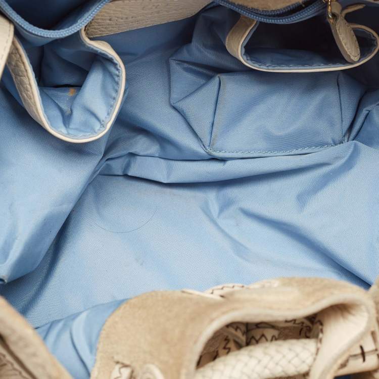 Pre Owned Cole Haan Off White Leather Village Drawstring Shoulder Bag