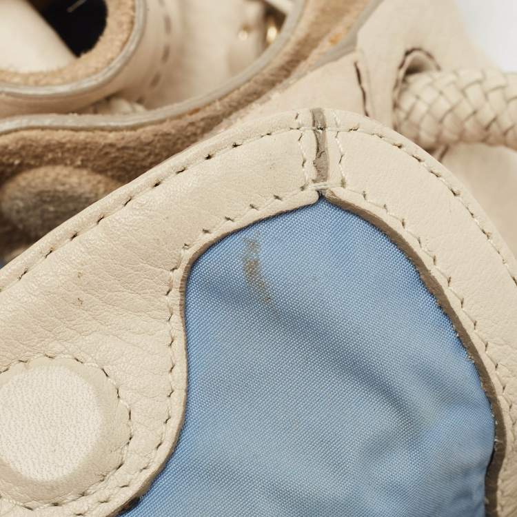 Pre Owned Cole Haan Off White Leather Village Drawstring Shoulder Bag
