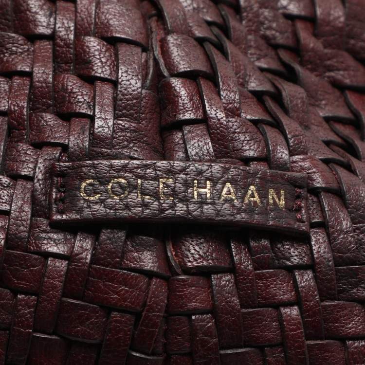 Pre Owned Cole Haan Brown Woven Leather Shoulder Bag