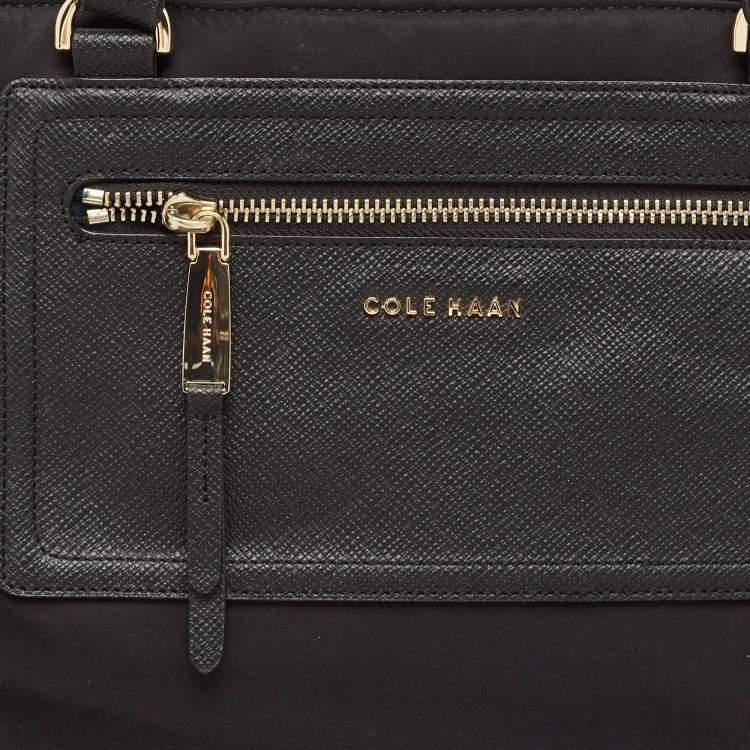 Pre Owned Cole Haan Black Nylon Zip Shopper Tote