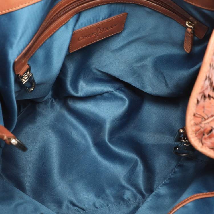 Pre Owned Cole Haan Brown Woven Leather Tote