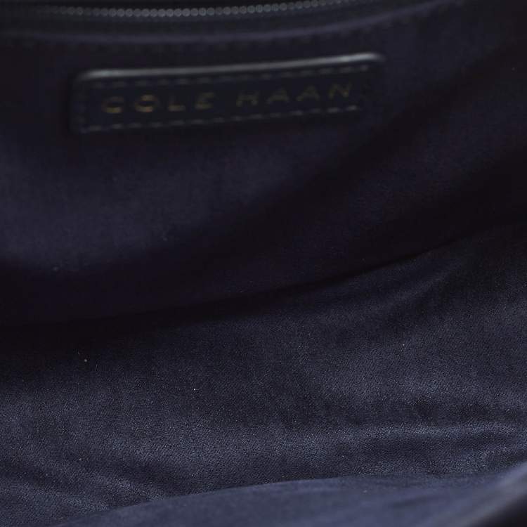 Pre Owned Cole Haan Essential Mini Navy Blue Leather Saddle Bag
