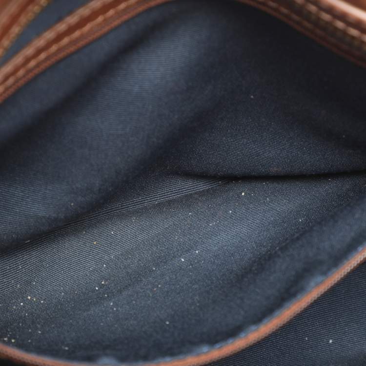 Pre Owned Cole Haan Brown Croc Embossed Leather Satchel