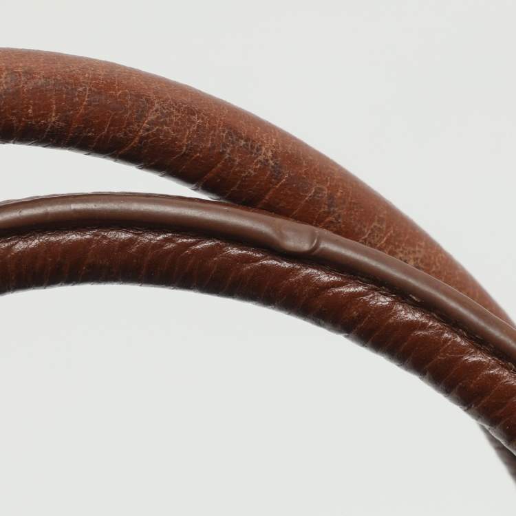 Pre Owned Cole Haan Brown Croc Embossed Leather Satchel