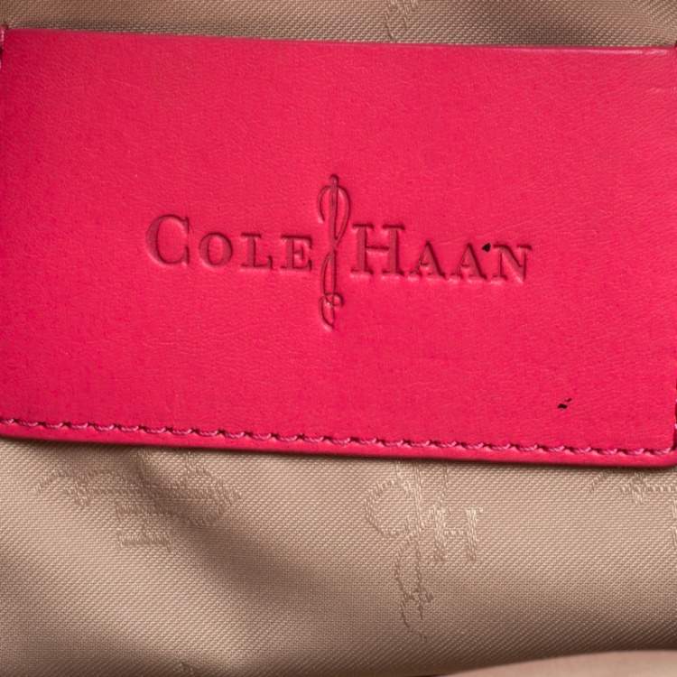 Pre Owned Cole Haan Pink Laser Cut Leather Vintage Valise Novelty Kendra Tote