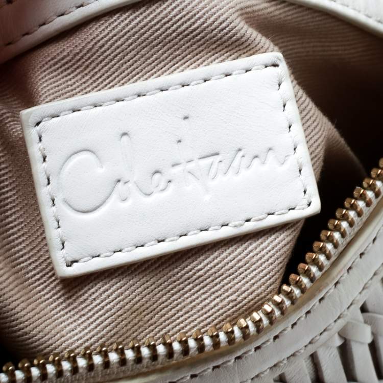 Pre Owned Cole Haan White Genevieve Open Weave Hobo 