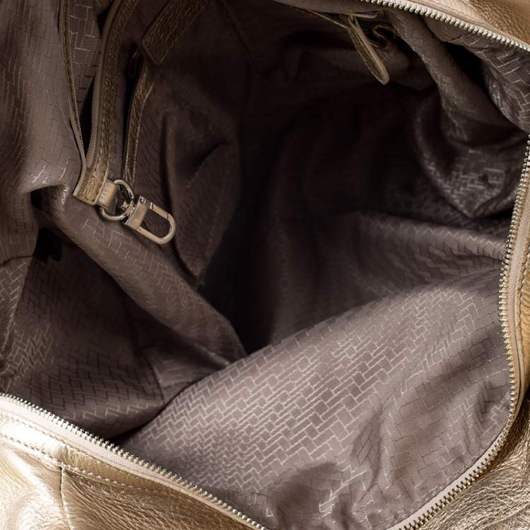 Pre Owned Cole Haan Metallic Gold Pebbled Leather Hobo