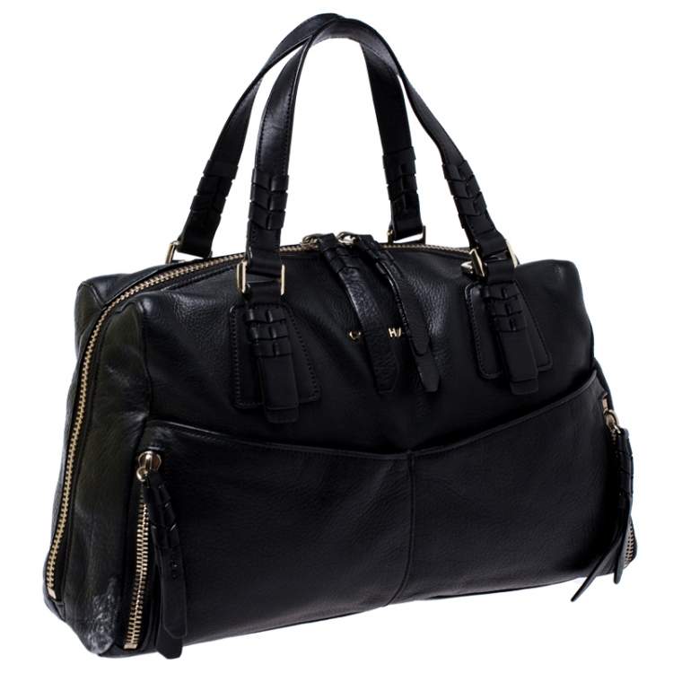 Pre Owned Cole Haan Black Leather Front Pocket Satchel