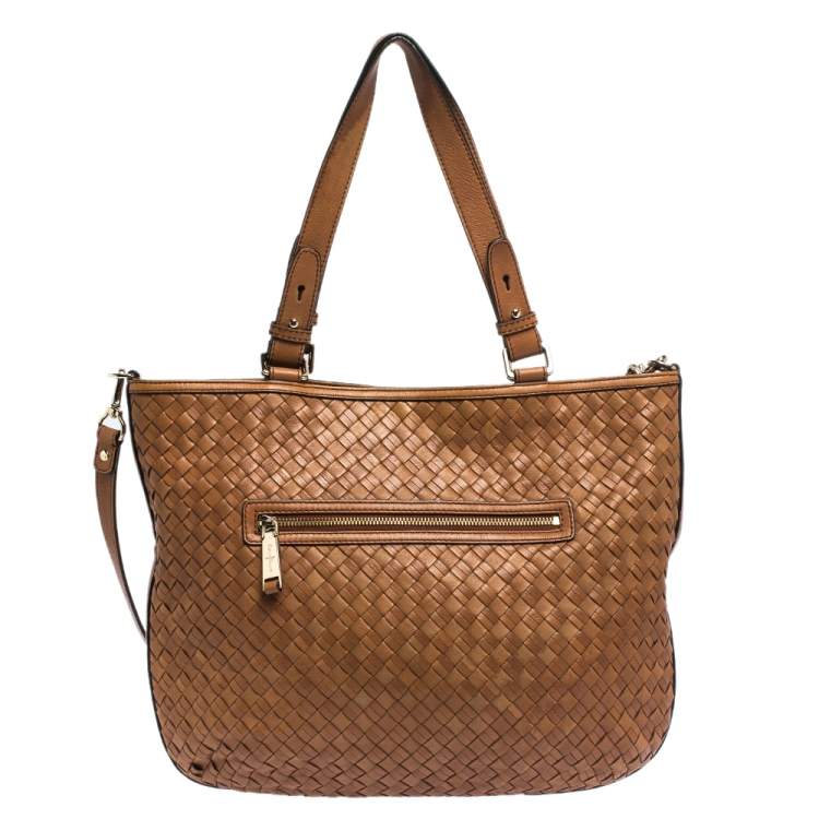 Pre Owned Cole Haan Brown Woven Leather Tote