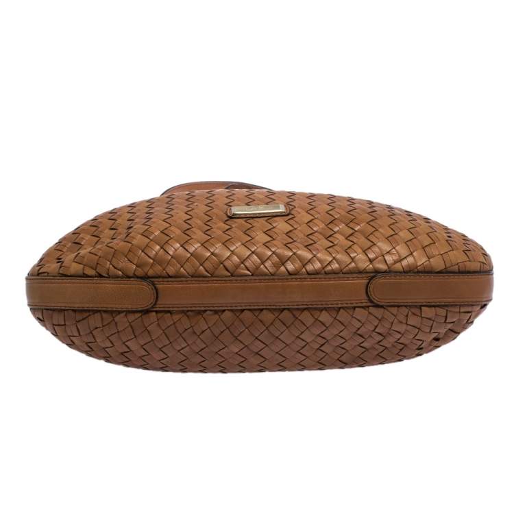 Pre Owned Cole Haan Brown Woven Leather Tote