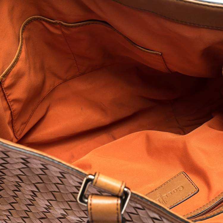 Pre Owned Cole Haan Brown Woven Leather Tote