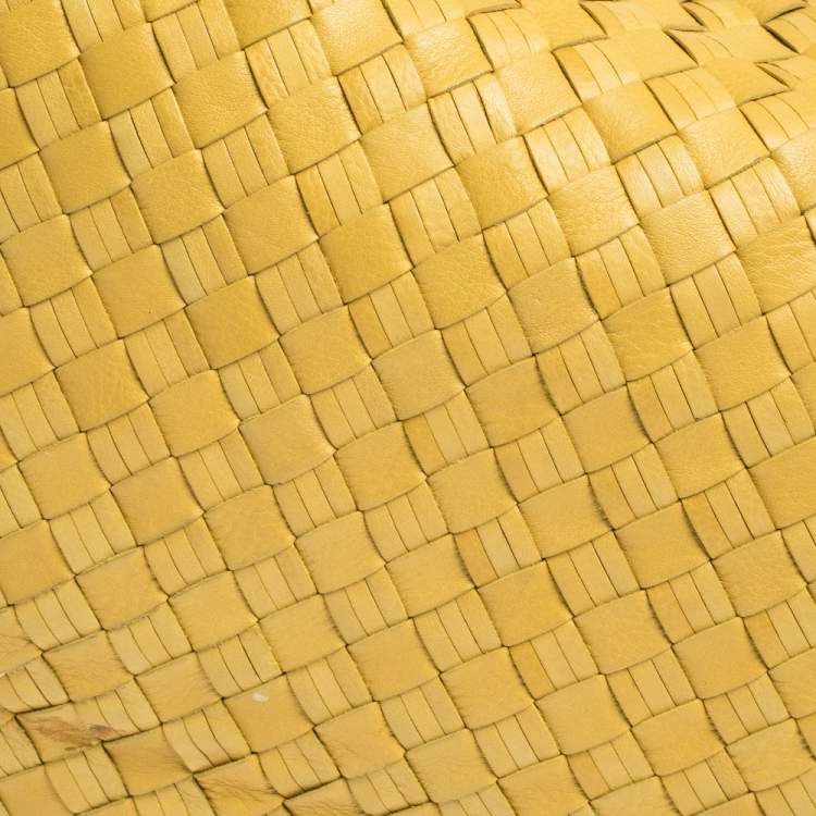 Pre Owned Cole Haan Yellow Leather Heritage Weave Hobo