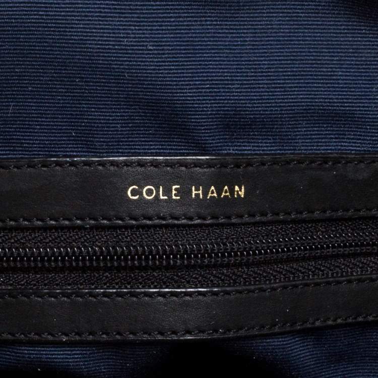Pre Owned Cole Haan Black Woven Leather Medium Bethany Tote 