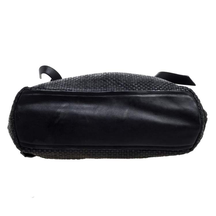 Pre Owned Cole Haan Black Woven Leather Medium Bethany Tote 