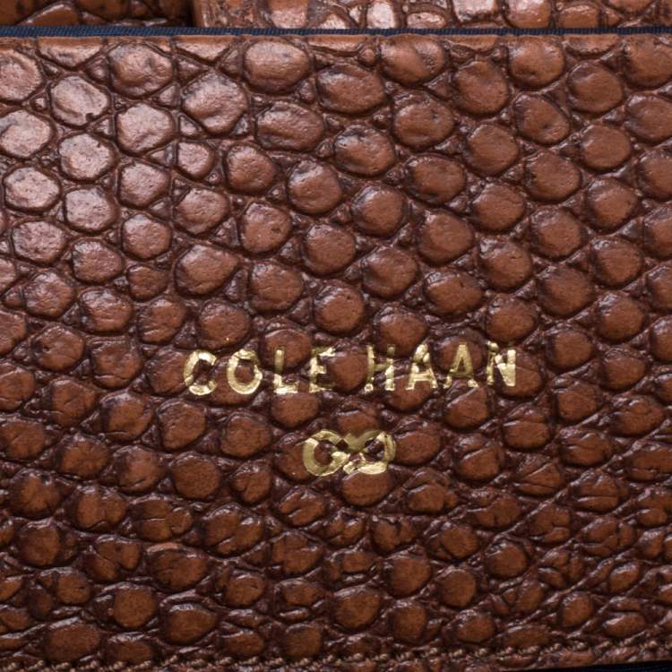 Pre Owned Cole Haan Brown Python Embossed Leather Satchel 