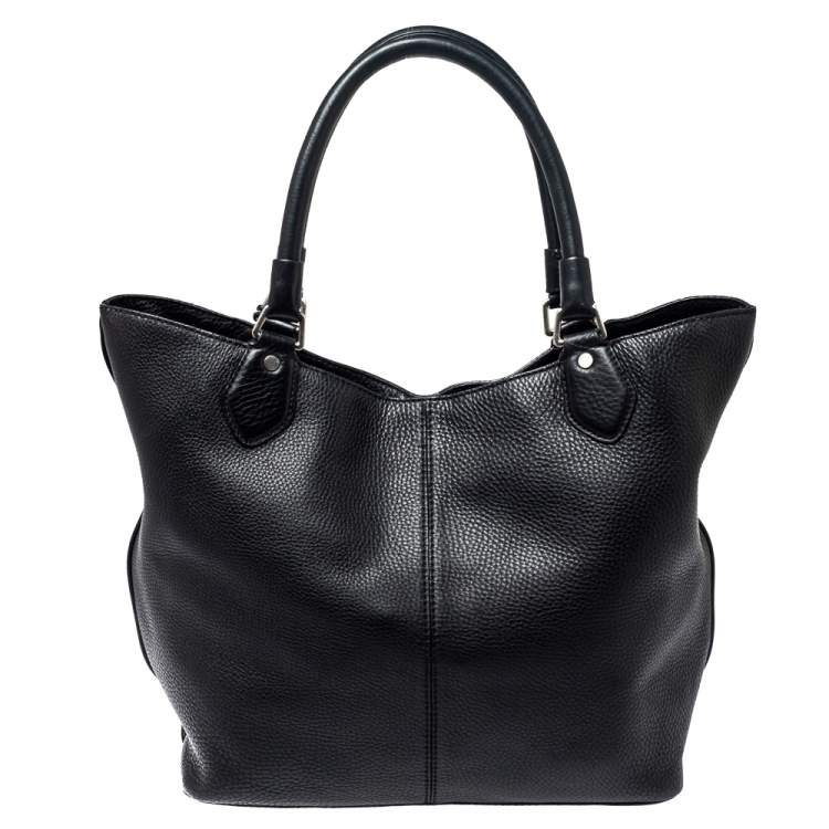 Pre Owned Cole Haan Black Grained Soft Leather Tote