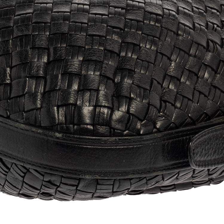 Pre Owned Cole Haan Black Woven Leather Tote