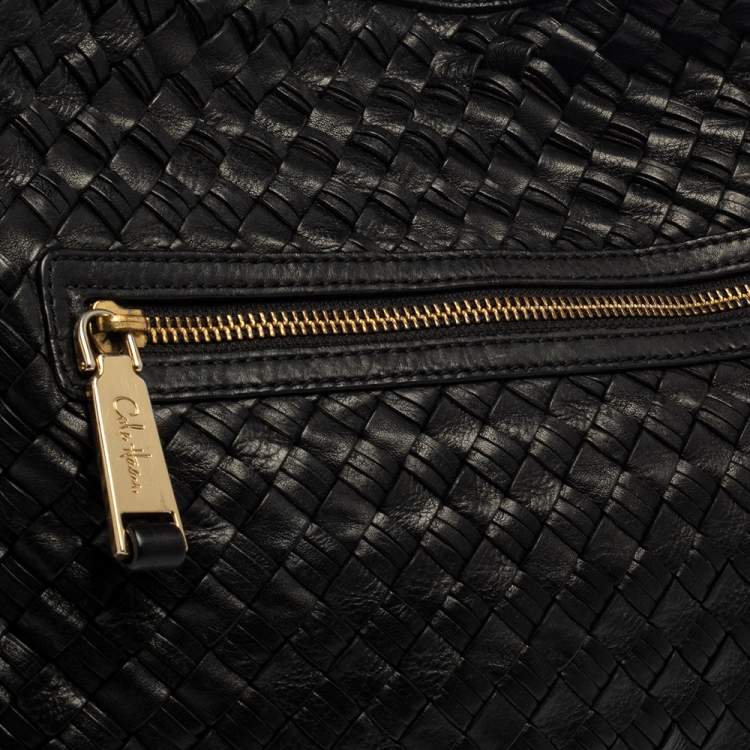 Pre Owned Cole Haan Black Woven Leather Tote