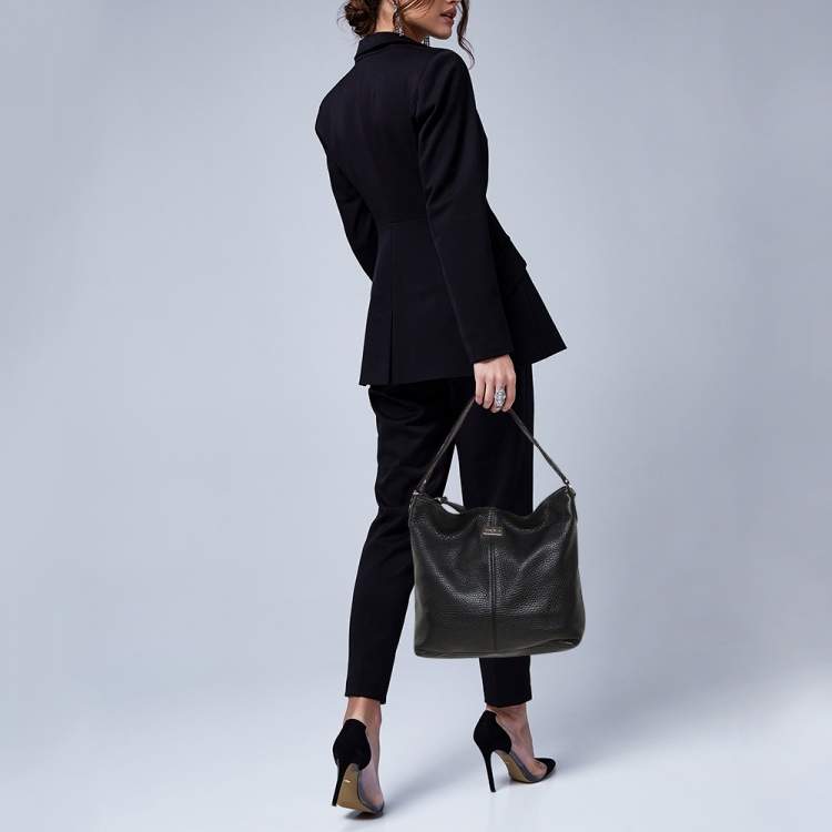 Pre Owned Cole Haan Black Grained Leather Hobo