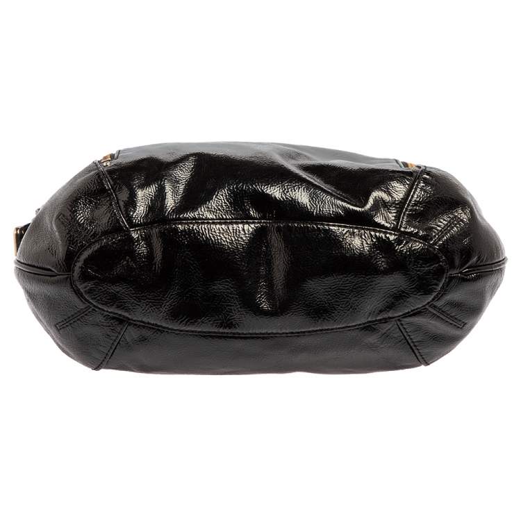 Pre Owned Cole Haan Black Textured Patent Leather  Hobo