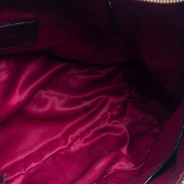 Pre Owned Cole Haan Black Textured Patent Leather  Hobo