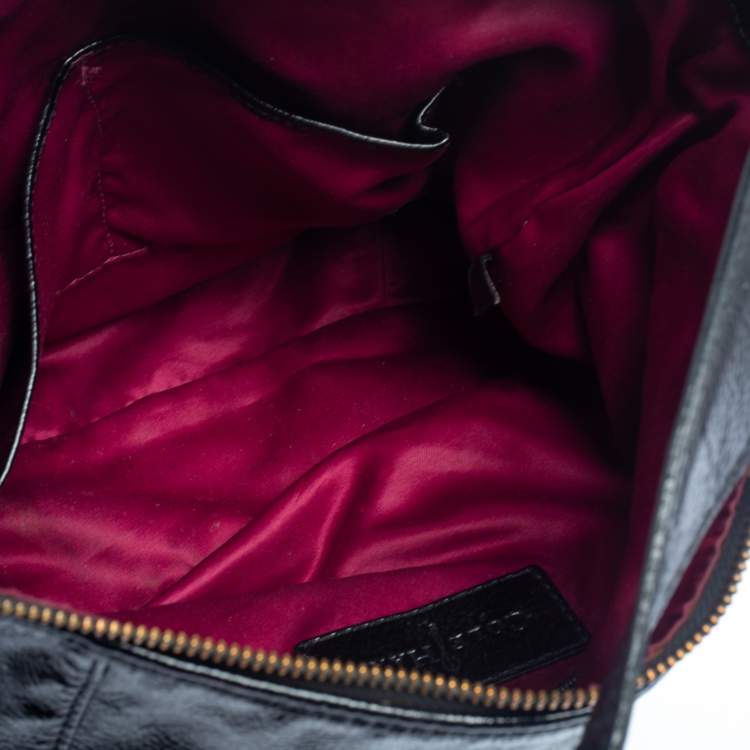 Pre Owned Cole Haan Black Textured Patent Leather  Hobo