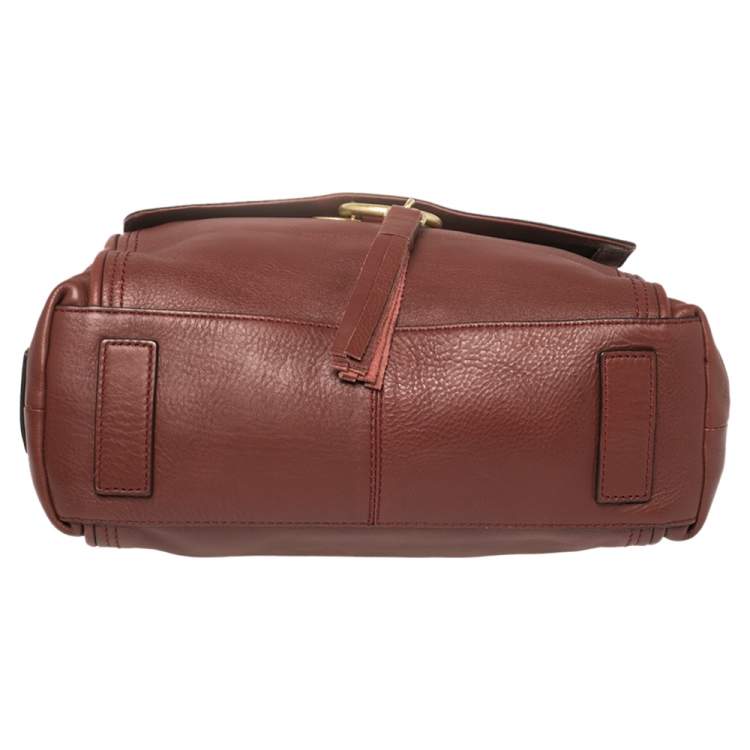 Pre Owned Cole Haan Brown Pebbled Leather Flap Tassel Shoulder Bag