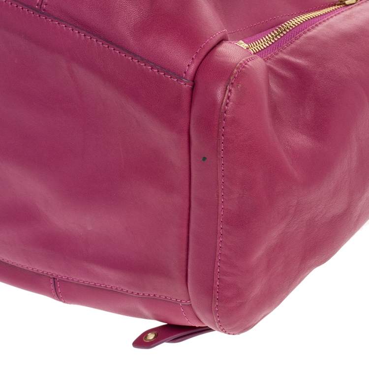 Pre Owned Cole Haan Pink Leather Drawstring Tassel Hobo