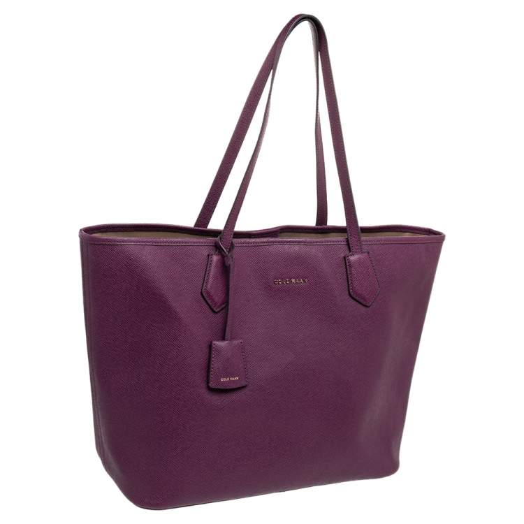 Pre Owned Cole Haan Purple Leather Tote