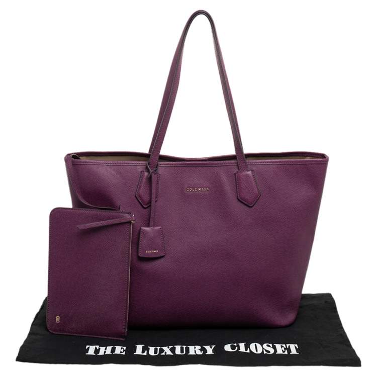 Pre Owned Cole Haan Purple Leather Tote