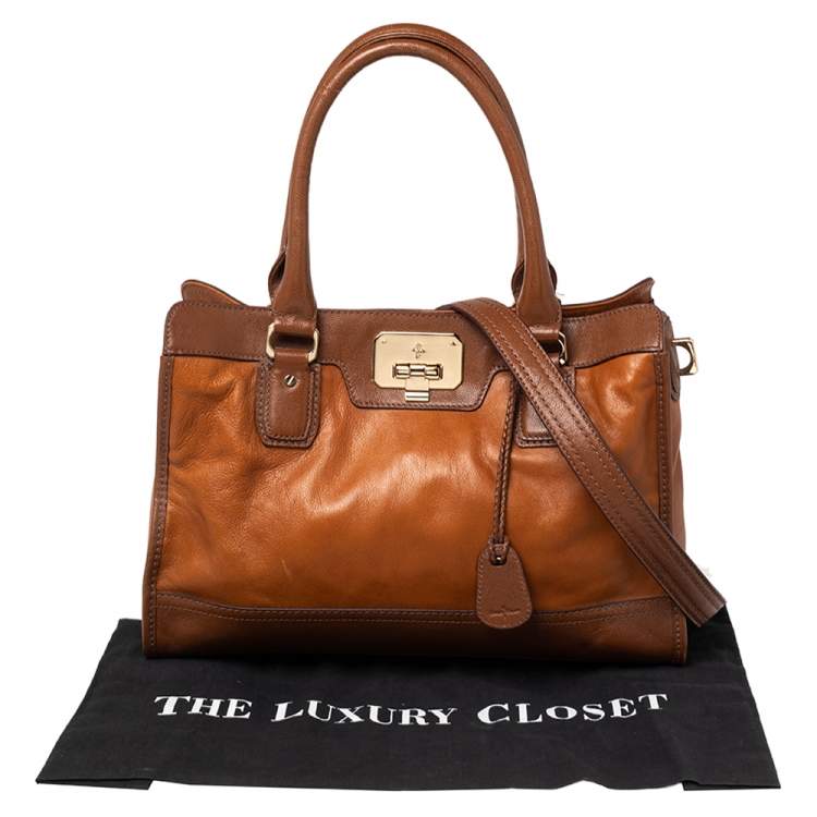 Pre Owned Cole Haan Brown/Tan Pebbled Leather Tote