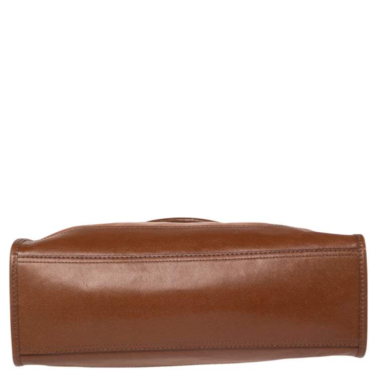 Pre Owned Cole Haan Brown/Tan Pebbled Leather Tote