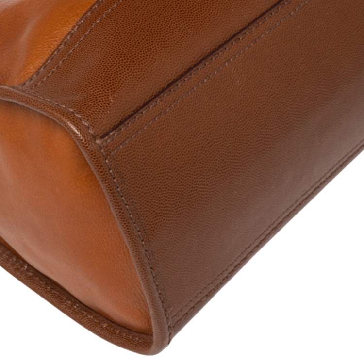 Pre Owned Cole Haan Brown/Tan Pebbled Leather Tote