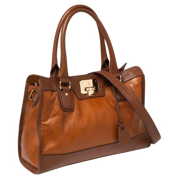 Pre Owned Cole Haan Brown/Tan Pebbled Leather Tote